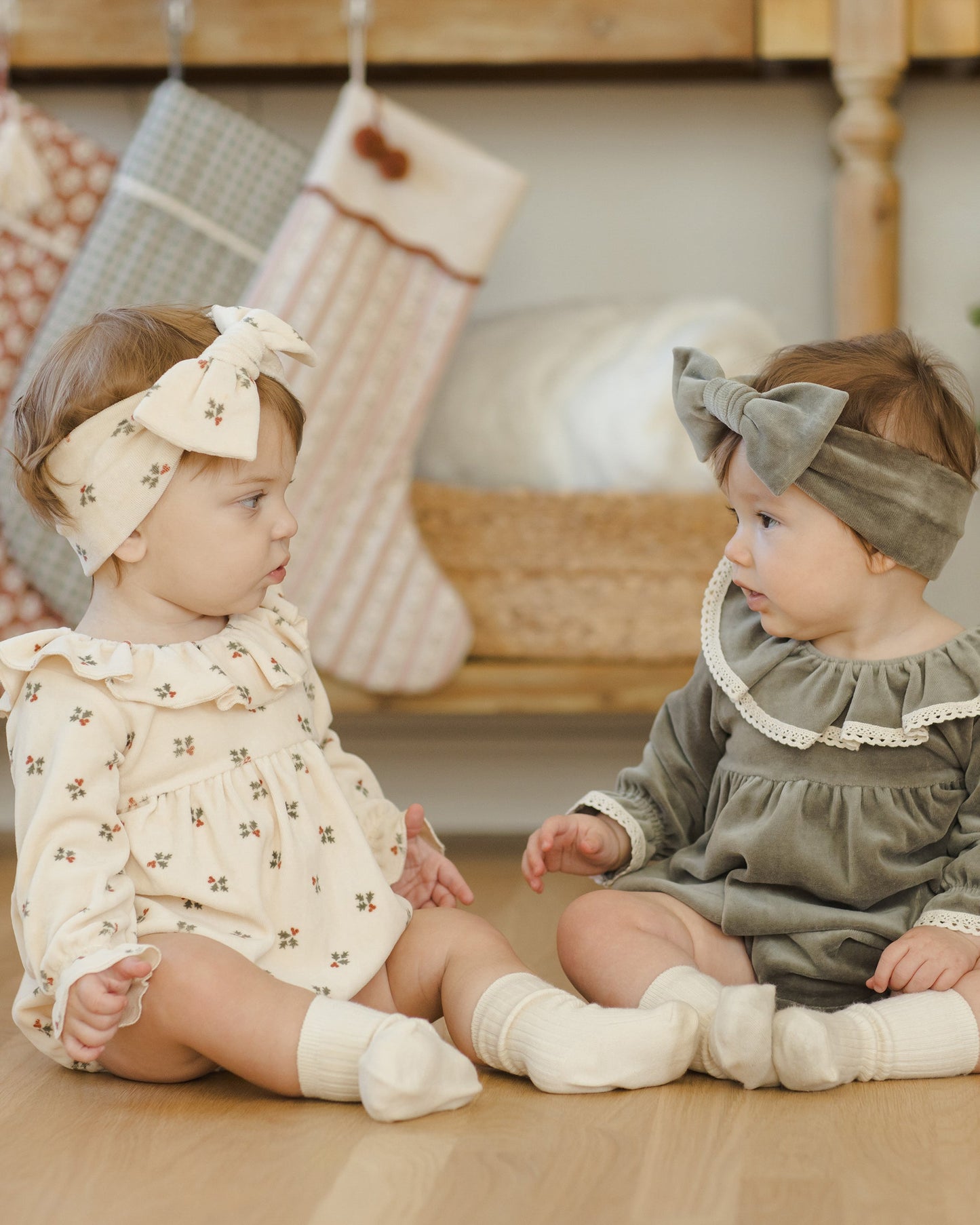 Velour Bow Headband - Forest