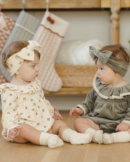 Velour Bow Headband - Forest