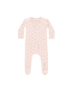 Bamboo Zip Footie - Pink Blossom
