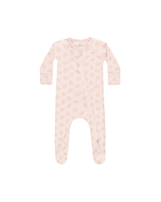 Bamboo Zip Footie - Pink Blossom
