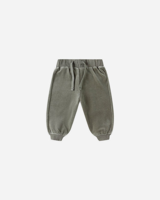 Velour Relaxed Sweatpants - Forest