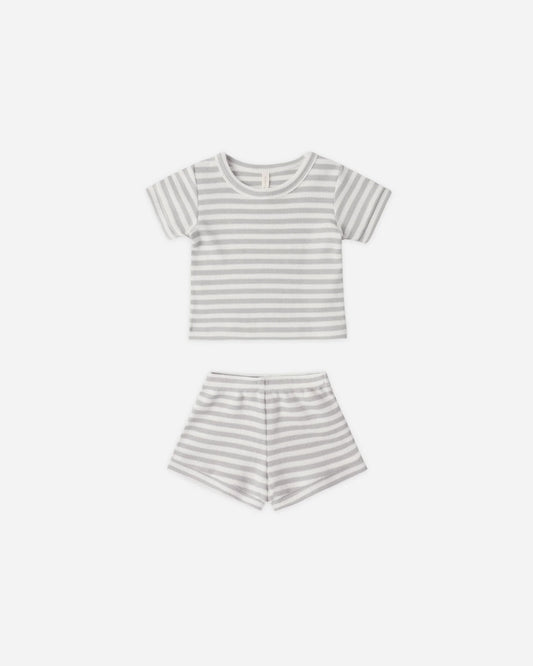 Waffle Shortie Set - Sage Stripe