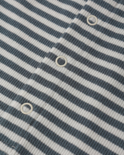 Ribbed Henley Romper - Ocean Stripe