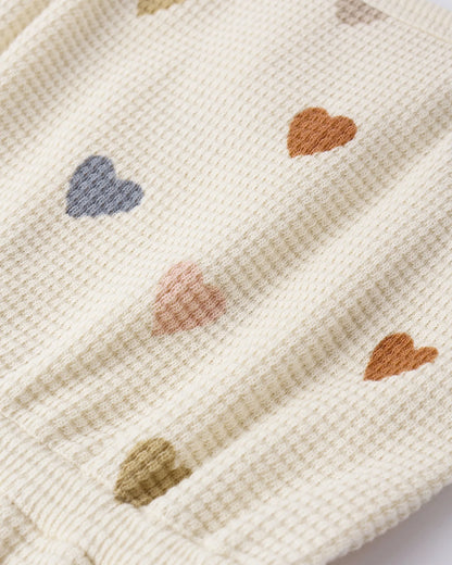 Waffle Cinch Romper - Confetti Hearts