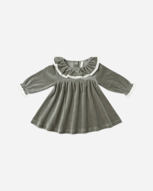 Velour Baby Dress - Forest