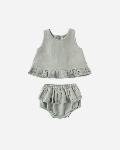 Ruffled Tulip Top and Bloomer Set - Sage
