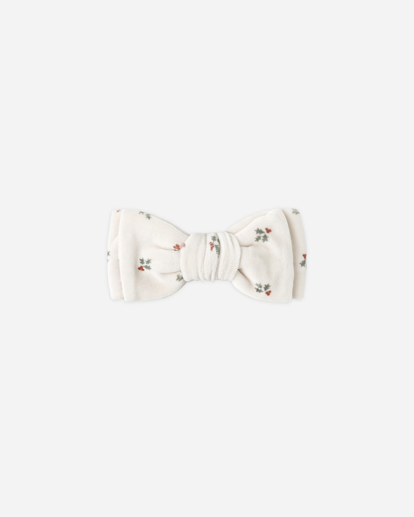 Velour Bow Headband - Holly Berry