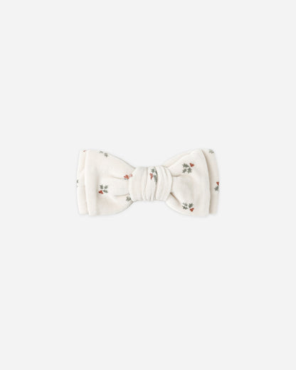 Velour Bow Headband - Holly Berry