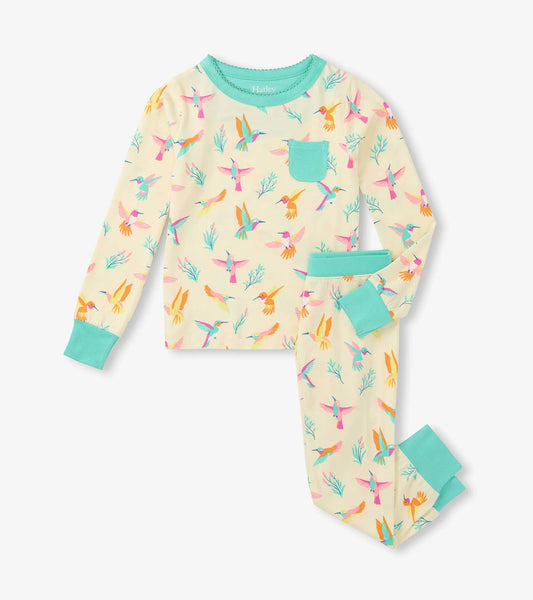 Long Sleeve PJ Set - Springtime Hummingbirds