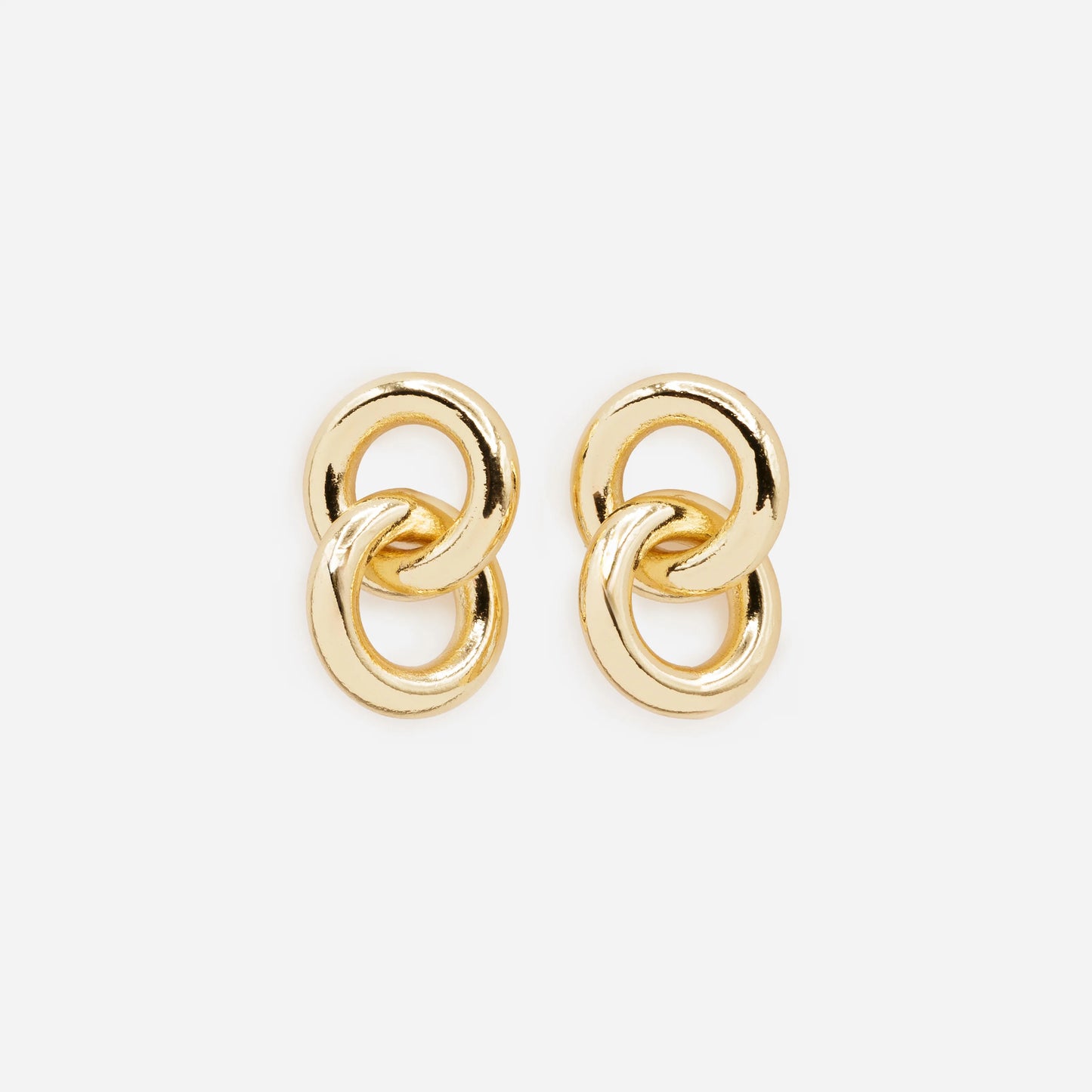 Double golden hoops stud earrings