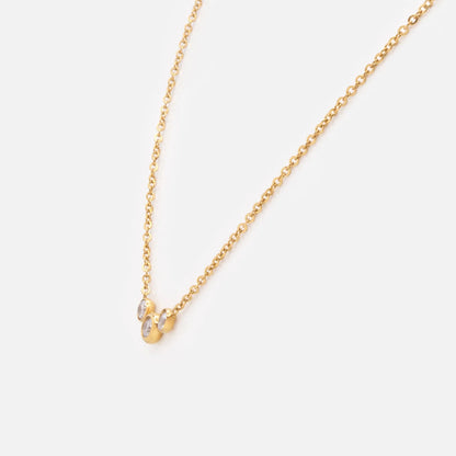 Golden necklace in stainless steel with cubic zirconia trio