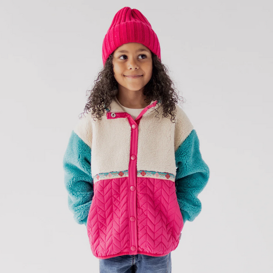 Child Sherpa Jacket - Pink and Turquoise