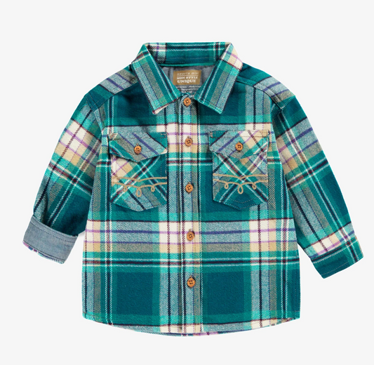 Baby Turquoise Plaid Shirt