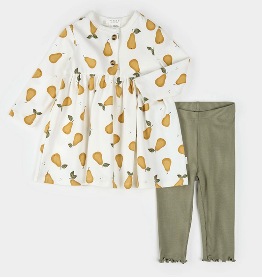 Pear Print on Ribbed Dress Set