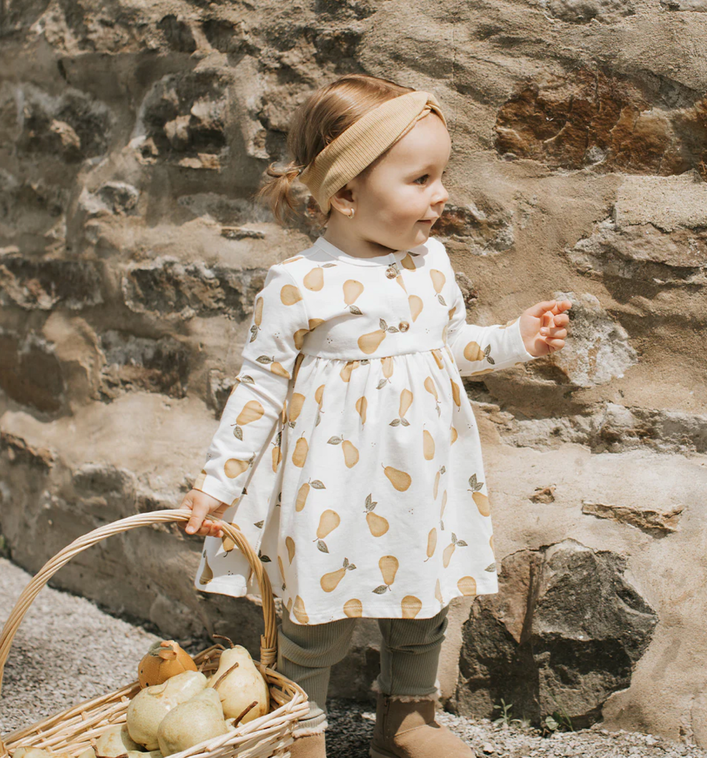 Pear Print on Ribbed Dress Set