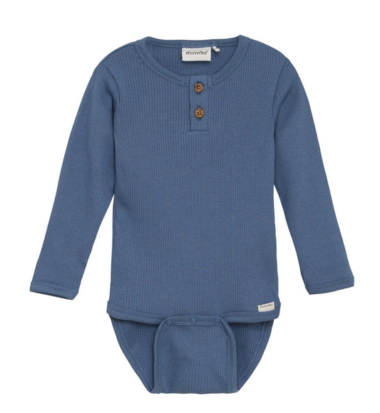 Ribbed Long-sleeve Body suit - Navy