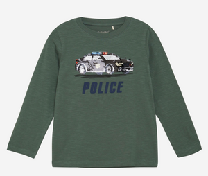 Long-Sleeve Shirt - Reversible Sequins Police Car