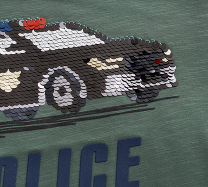 Long-Sleeve Shirt - Reversible Sequins Police Car