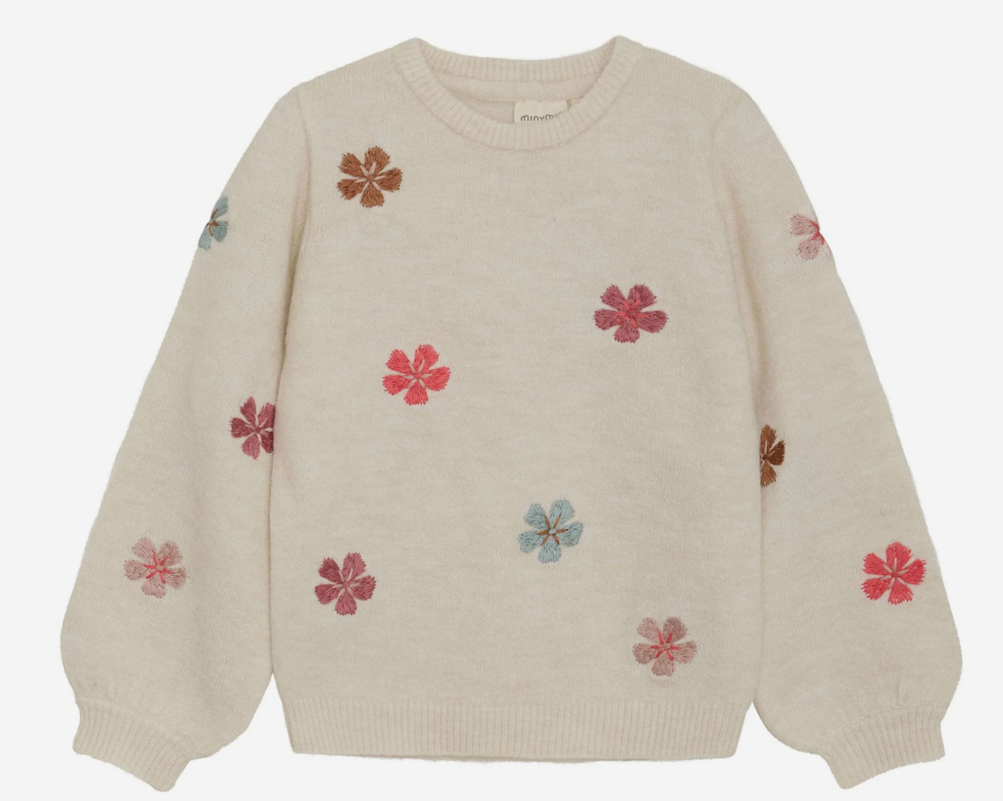 Pullover Knit Sweater with Flowers