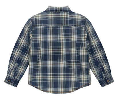 Long-Sleeve Blue Plaid Shirt