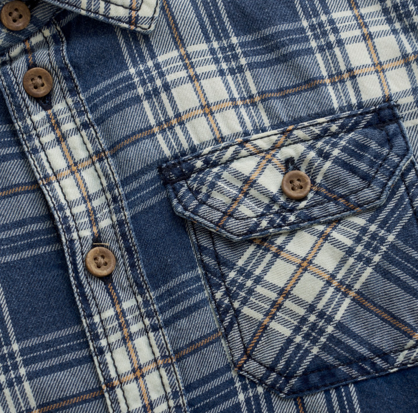 Long-Sleeve Blue Plaid Shirt