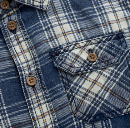 Long-Sleeve Blue Plaid Shirt