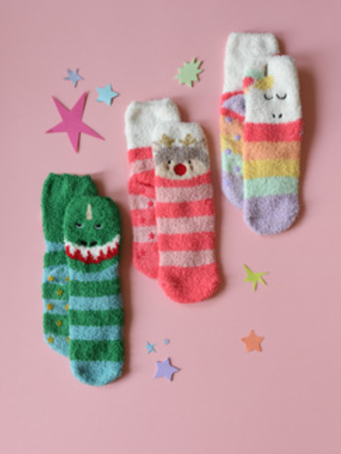 2 Pack Slipper Socks - Dinosaur Cosy