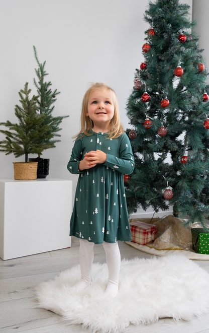 Long Sleeve Peplum Dress - Tiny Trees