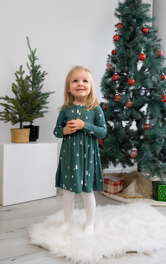 Long Sleeve Peplum Dress - Tiny Trees