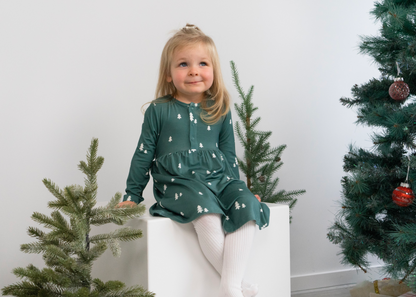 Long Sleeve Peplum Dress - Tiny Trees