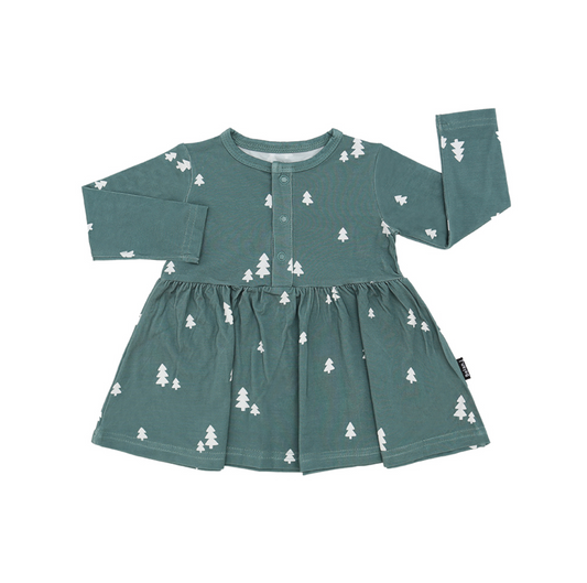 Long Sleeve Baby Peplum Dress - Tiny Trees