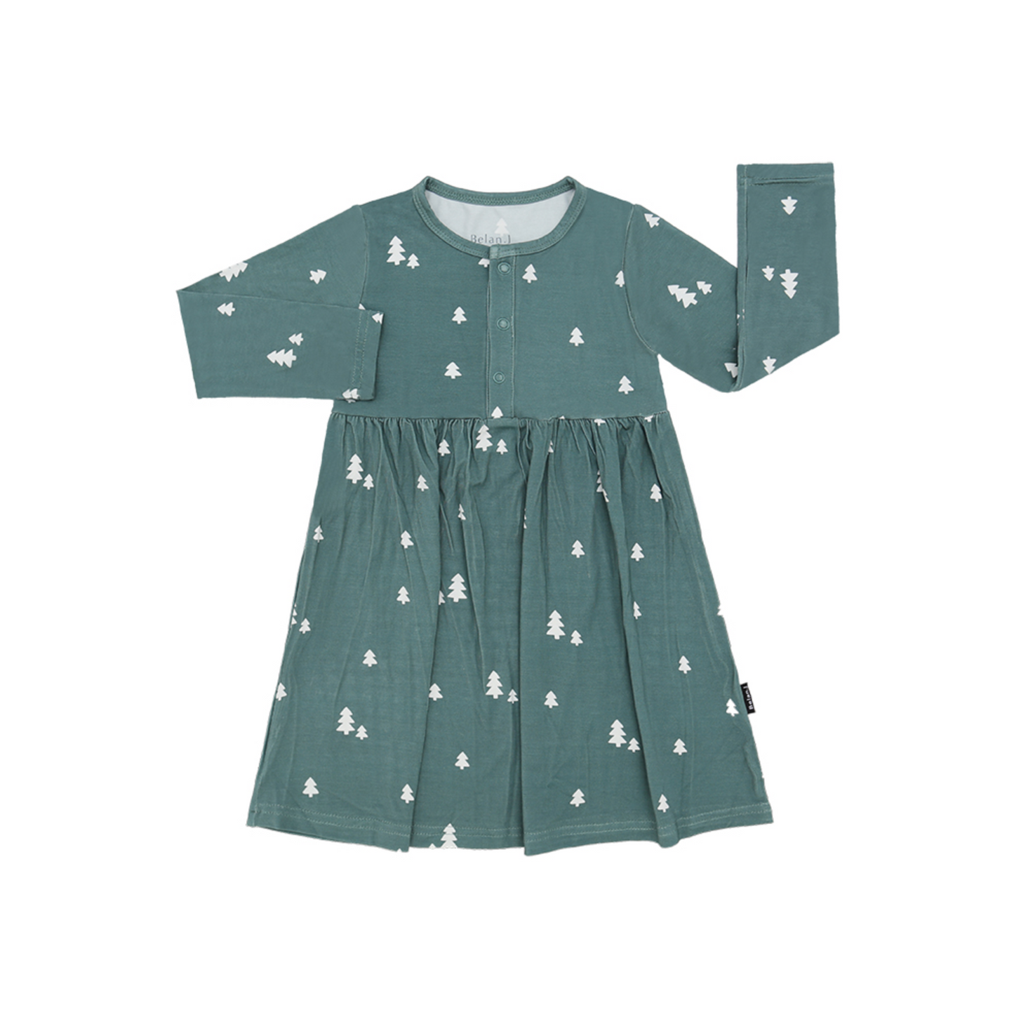 Long Sleeve Peplum Dress - Tiny Trees