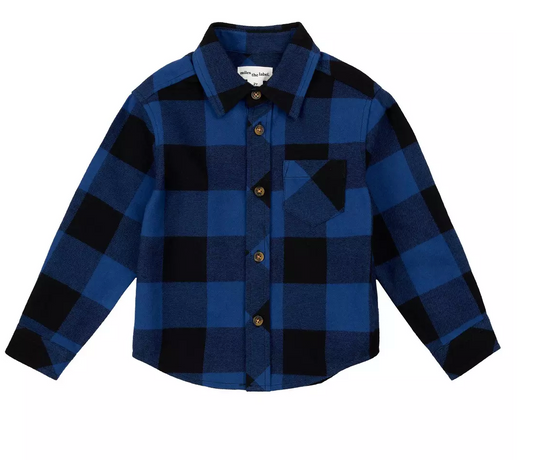 Royal Blue Buffalo Plaid Flannel Shirt