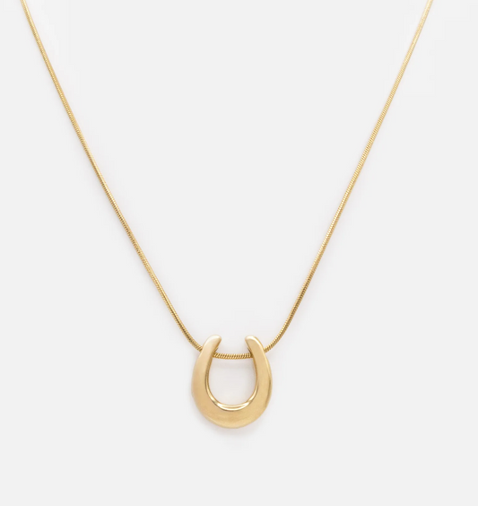 Golden necklace in stainless steel with Horseshoe charm