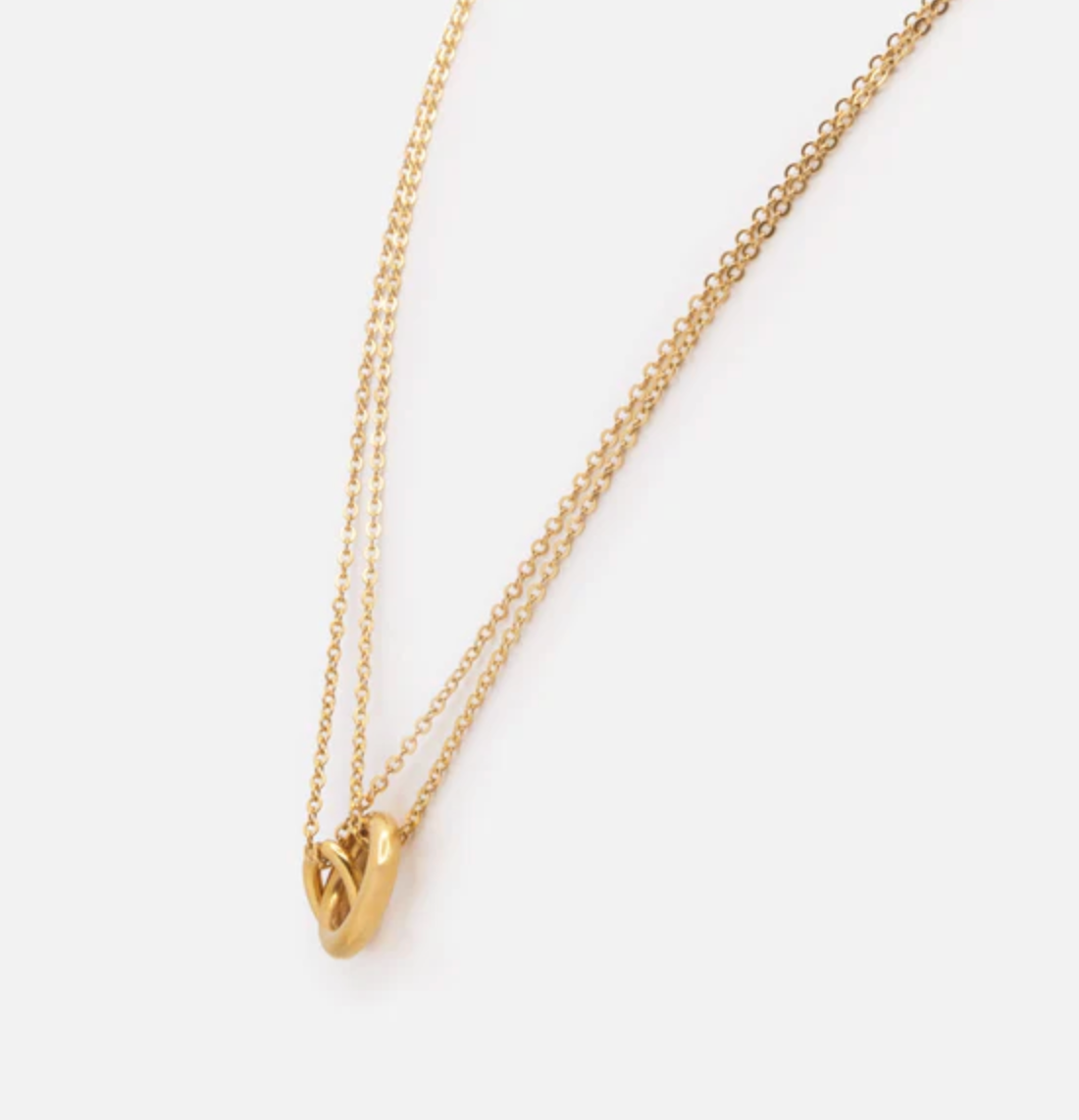 Gold Double Chain Necklace with Intertwined Charms in Stainless steel