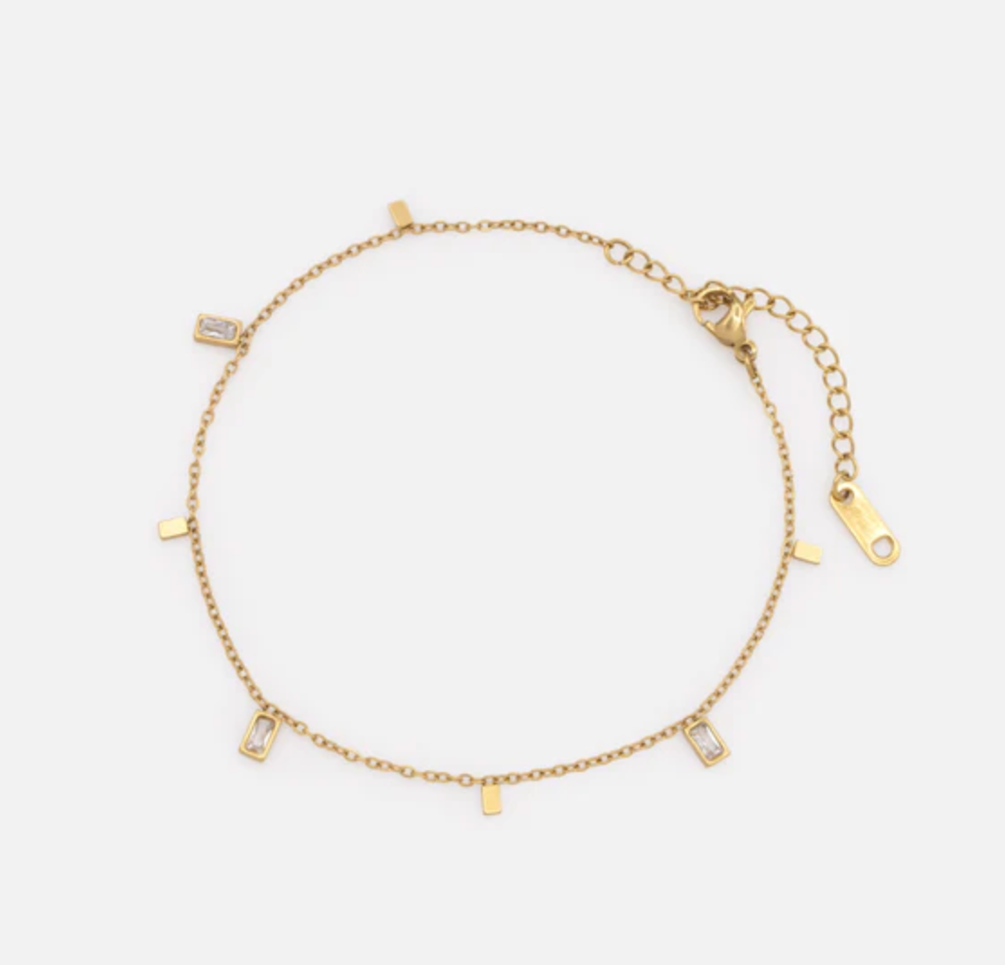Golden Bracelet with Rectangular Charms in stainless steel