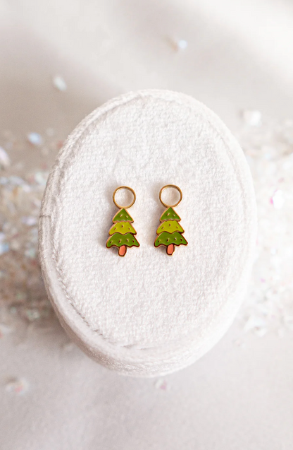Earrings Hoop Charm - Christmas Tree