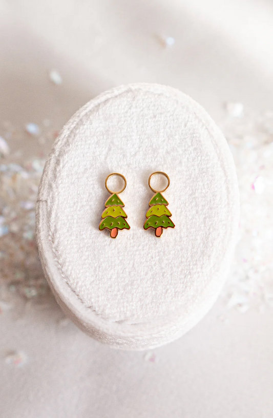 Earrings Hoop Charm - Christmas Tree