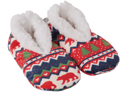 Kids Warm and Cozy Slippers - Fair Isle Bear