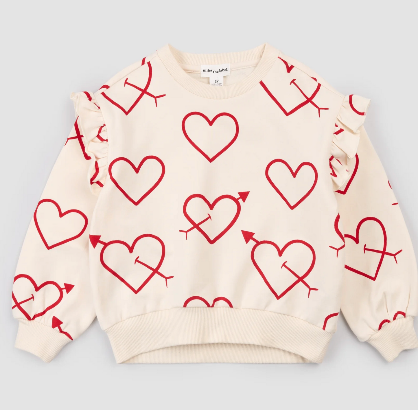 Heart and Arrow Sweatshirt with Ruffle
