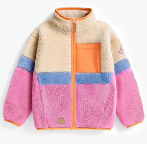 Child Colourblock Plush Jacket - Purple