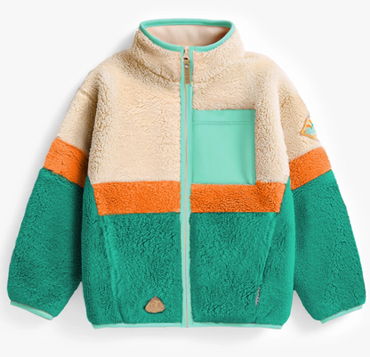 Child Colourblock Plush Jacket - Turquoise