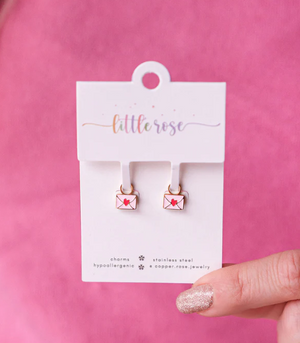 Earrings Hoop Charm - Love Letter