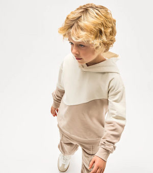 Hooded Sweatshirt and Pants Set - Tan