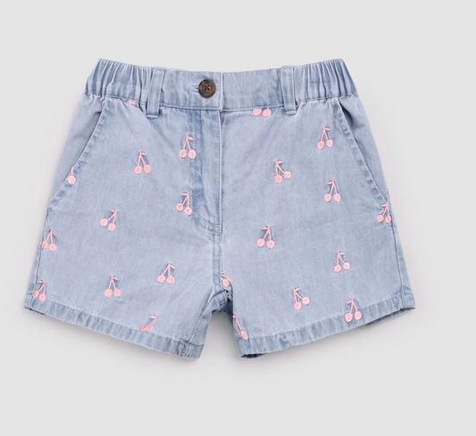 Cherries Embroidery on Shorts