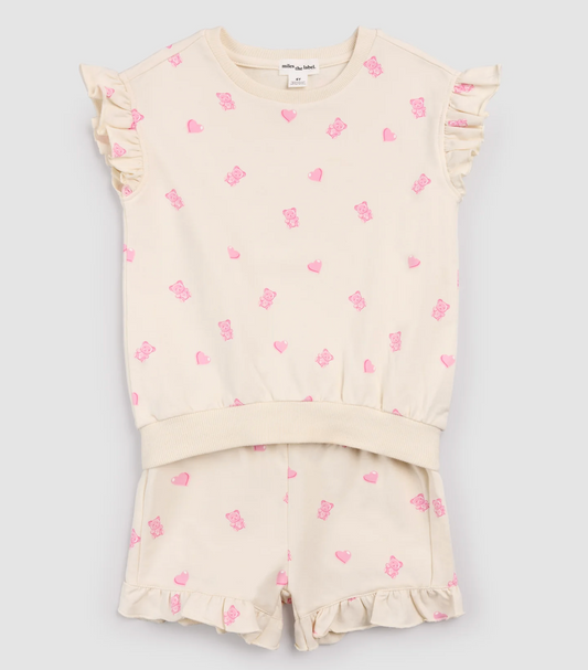 Ivory Ruffled Short Set - Gummy Bears