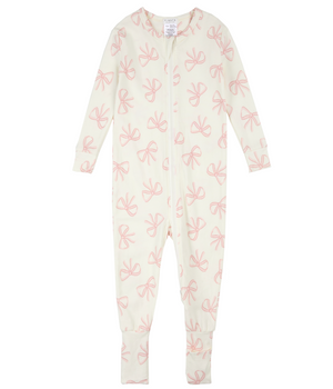 Zipper Sleeper Footless - Pink Bows