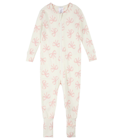Zipper Sleeper Footless - Pink Bows