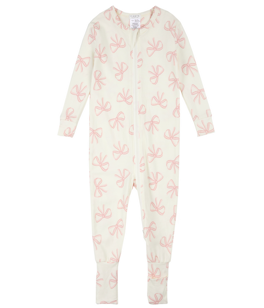 Zipper Sleeper Footless - Pink Bows