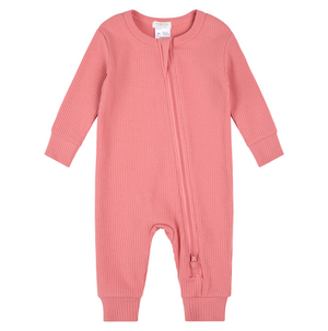 Zipper Sleeper Footless - Ribbed Pink